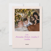 Aangepaste Foto Roze Vrolijke Kerstboom Typografie Feestdagenkaart (Achterkant)