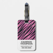 Aangepaste foto roze Zebra Stripe achtergrond Bagagelabel (Achterkant verticaal)