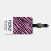 Aangepaste foto roze Zebra Stripe achtergrond Bagagelabel (Achterkant horizontaal)