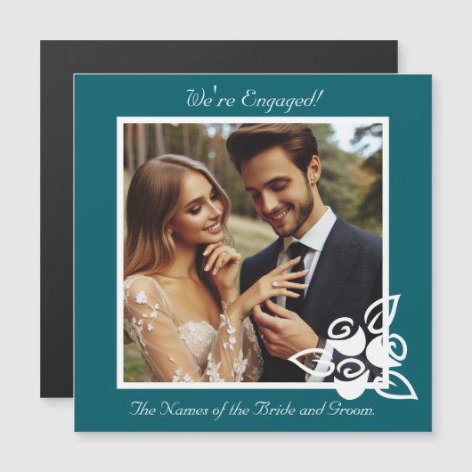 Aangepaste Foto, Rozen Verloving Aankondiging Kaar (Voorkant / Achterkant)