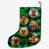 Aangepaste foto Rustic Green Black Buffalo Pset Kleine Kerstsok (Achterkant)