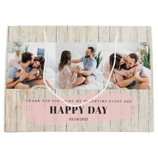 Aangepaste foto | Rustic Happy Valentine-dag Groot Cadeauzakje (Voorkant)