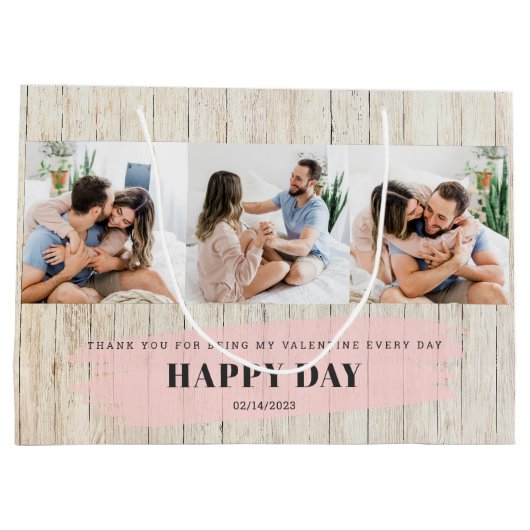 Aangepaste foto | Rustic Happy Valentine-dag Groot Cadeauzakje (Achterkant)