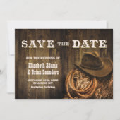 Aangepaste foto Rustic Wood Western Weddenschap Save The Date (Voorkant)
