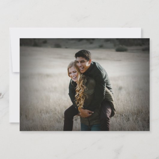 Aangepaste foto Rustic Wood Western Weddenschap Save The Date (Achterkant)