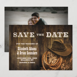 Aangepaste foto Rustic Wood Western Weddenschap Save The Date