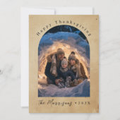 Aangepaste foto rustieke Happy Thanksgiving Feestdagenkaart (Voorkant)