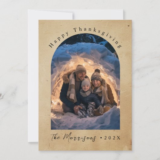 Aangepaste foto rustieke Happy Thanksgiving Feestdagenkaart (Voorkant)