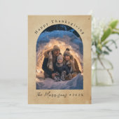 Aangepaste foto rustieke Happy Thanksgiving Feestdagenkaart (Staand voorkant)