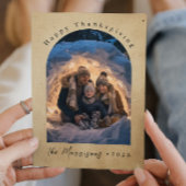Aangepaste foto rustieke Happy Thanksgiving Feestdagenkaart