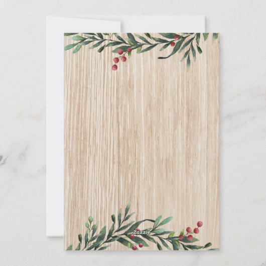 Aangepaste foto & rustieke hout kerst vakantie fot feestdagenkaart (Achterkant)