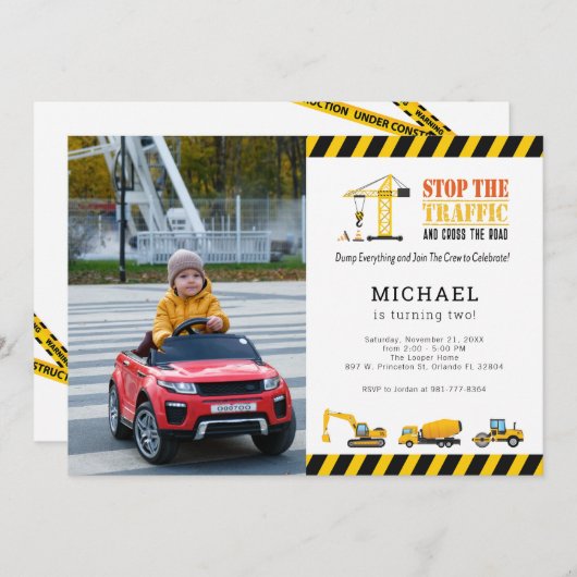 Aangepaste foto 's op zaterdag bouwwagen kaart (Voorkant / Achterkant)