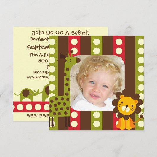 Aangepaste Foto Safari-uitnodigingen Kaart (Voorkant / Achterkant)