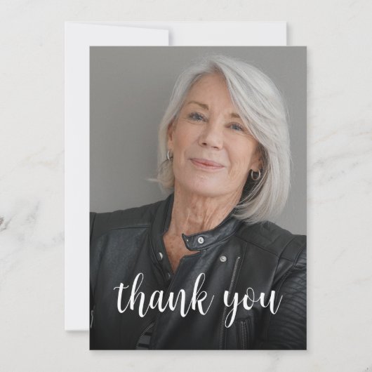 Aangepaste foto Sage Green 70e verjaardagsfeestje Bedankkaart (Voorkant)