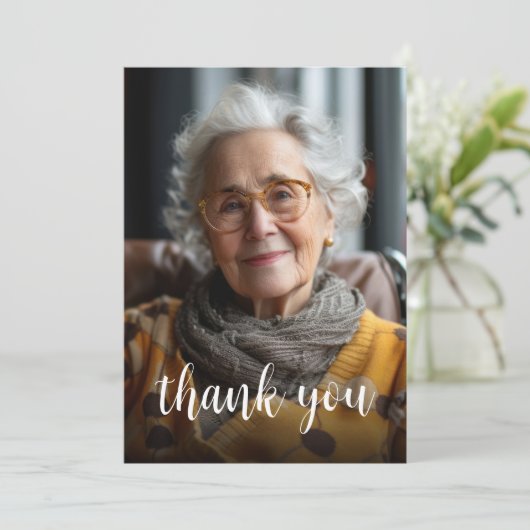 Aangepaste foto Sage Groen 80ste verjaardagsfeestj Bedankkaart (Staand voorkant)