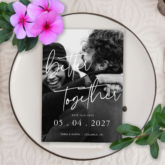 Aangepaste foto Samen sterker Trouwdatum te beware Save The Date