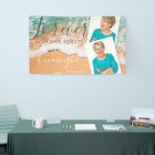 Aangepaste foto Sandy Ocean Beach Funeral Memorial Spandoek (Beurs)