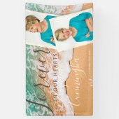 Aangepaste foto Sandy Ocean Beach Funeral Memorial Spandoek (Verticaal)