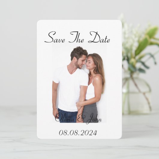 Aangepaste foto save the date kaart (Staand voorkant)