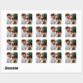 Aangepaste foto save the date met koppel foto vierkante sticker (Vel)
