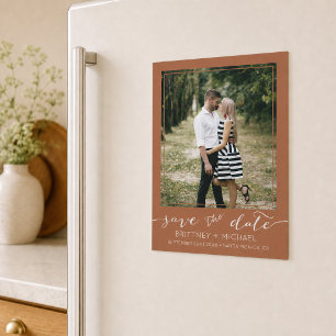 Aangepaste foto Save the Date Terracotta