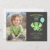 Aangepaste foto Schattige Dragon 1e verjaardagsuit Kaart (Voorkant)