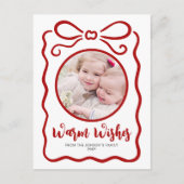 Aangepaste Foto Schattige Hand getekend Rood Lint Feestdagenkaart (Voorkant)