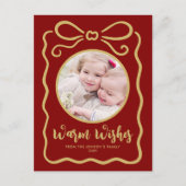 Aangepaste Foto Schattige Hand getrokken Gouden Li Feestdagenkaart (Voorkant)