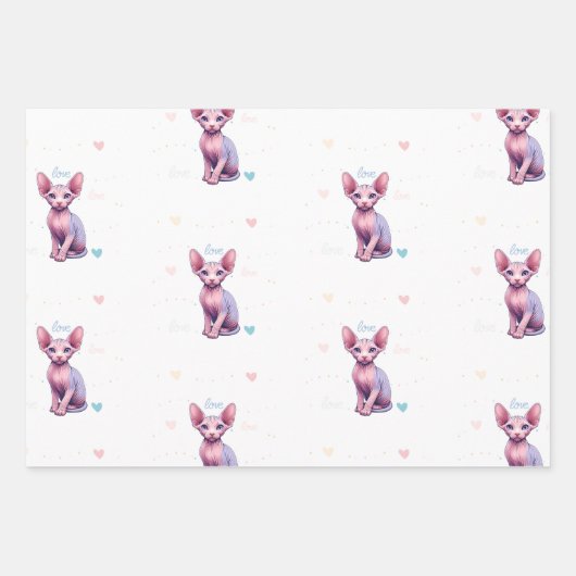 Aangepaste Foto Schattige Sphynx Kitty Cat Geperso Inpakpapier Vel (Voorkant 3)