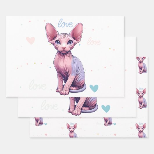 Aangepaste Foto Schattige Sphynx Kitty Cat Geperso Inpakpapier Vel (Set)