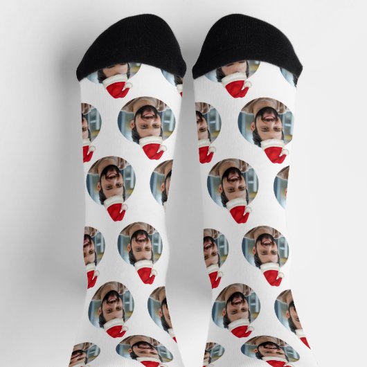 Aangepaste Foto Schattige Witte Kerst Sokken (Top)
