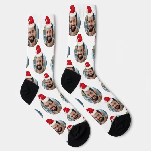 Aangepaste Foto Schattige Witte Kerst Sokken (Rechts)