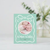 Aangepaste Foto Schattigee Hand getrokken Witte Ri Feestdagenkaart (Staand voorkant)