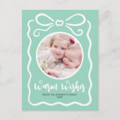 Aangepaste Foto Schattigee Hand getrokken Witte Ri Feestdagenkaart (Voorkant)