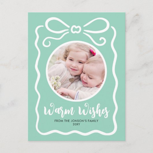 Aangepaste Foto Schattigee Hand getrokken Witte Ri Feestdagenkaart (Voorkant)