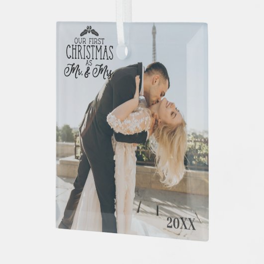 Aangepaste foto schuine glazen kerstversiering glas ornament (Voorkant links)