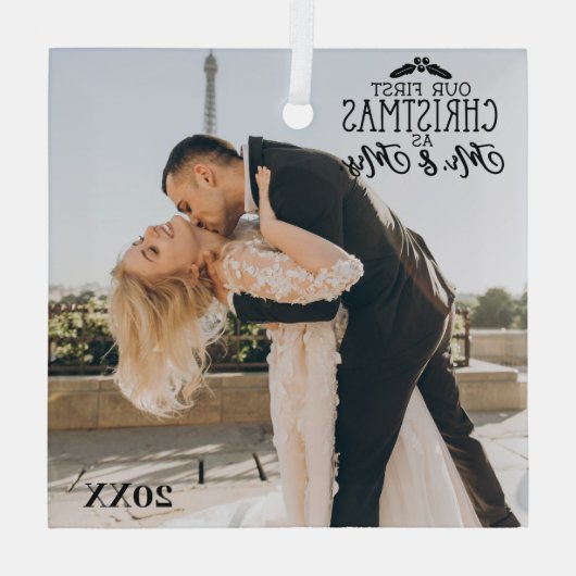 Aangepaste foto schuine glazen kerstversiering glas ornament (Achterkant)