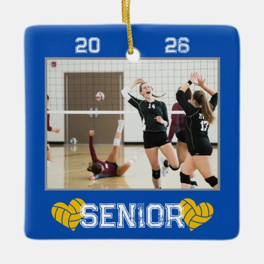 Aangepaste foto senior jaar volleybal keramisch ornament (Voorkant)