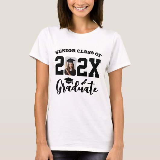 Aangepaste foto senior klas afgestudeerd t-shirt (Voorkant)