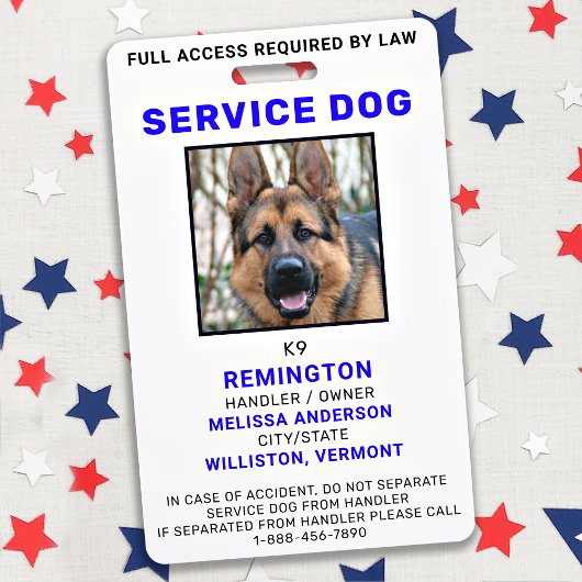 Aangepaste foto-service Dog ID-kaart Badge