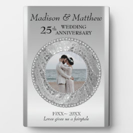 Aangepaste foto Silver Background Jubileum Plaque Fotoplaat