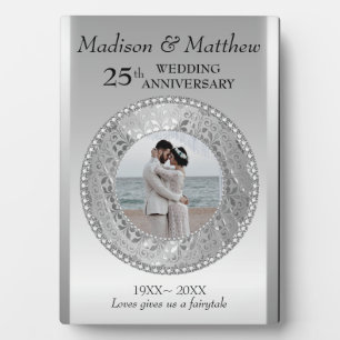 Aangepaste foto Silver Background Jubileum Plaque Fotoplaat