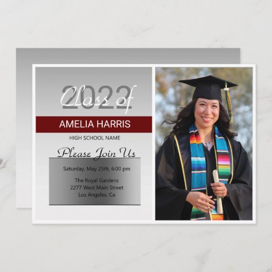 Aangepaste foto Silver Background Kaart (Voorkant / Achterkant)