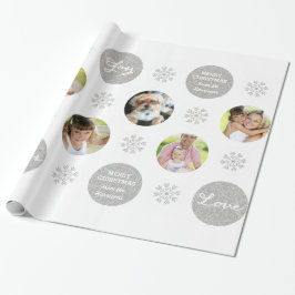Aangepaste foto Silver Glitter Kijk Gift Wrap Cadeaupapier
