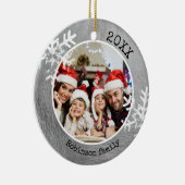 Aangepaste foto Silver Paint Rustic Snowflake Keramisch Ornament (Rechts)