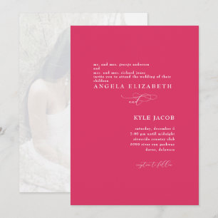 Aangepaste foto Simple & Elegant Cerise Wedding II Kaart