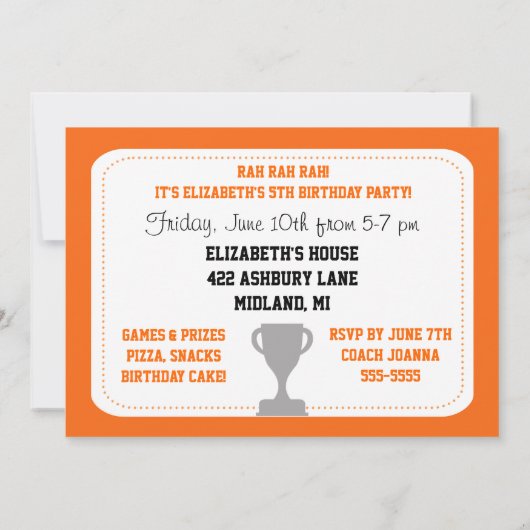 Aangepaste foto Sinaasappel Cheerleader Verjaardag Kaart (Achterkant)