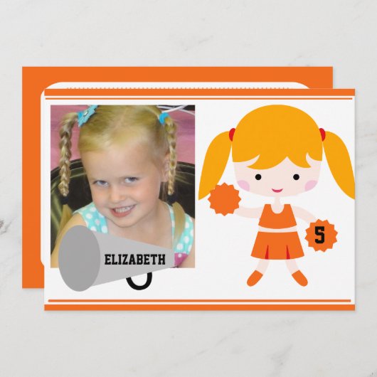 Aangepaste foto Sinaasappel Cheerleader Verjaardag Kaart (Voorkant / Achterkant)