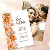 Aangepaste foto Sinaasappel Roos Bloemen bruiloft Save The Date