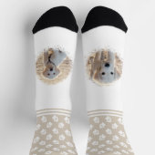 Aangepaste foto-sjablonen en witte paden op beige sokken (Top)